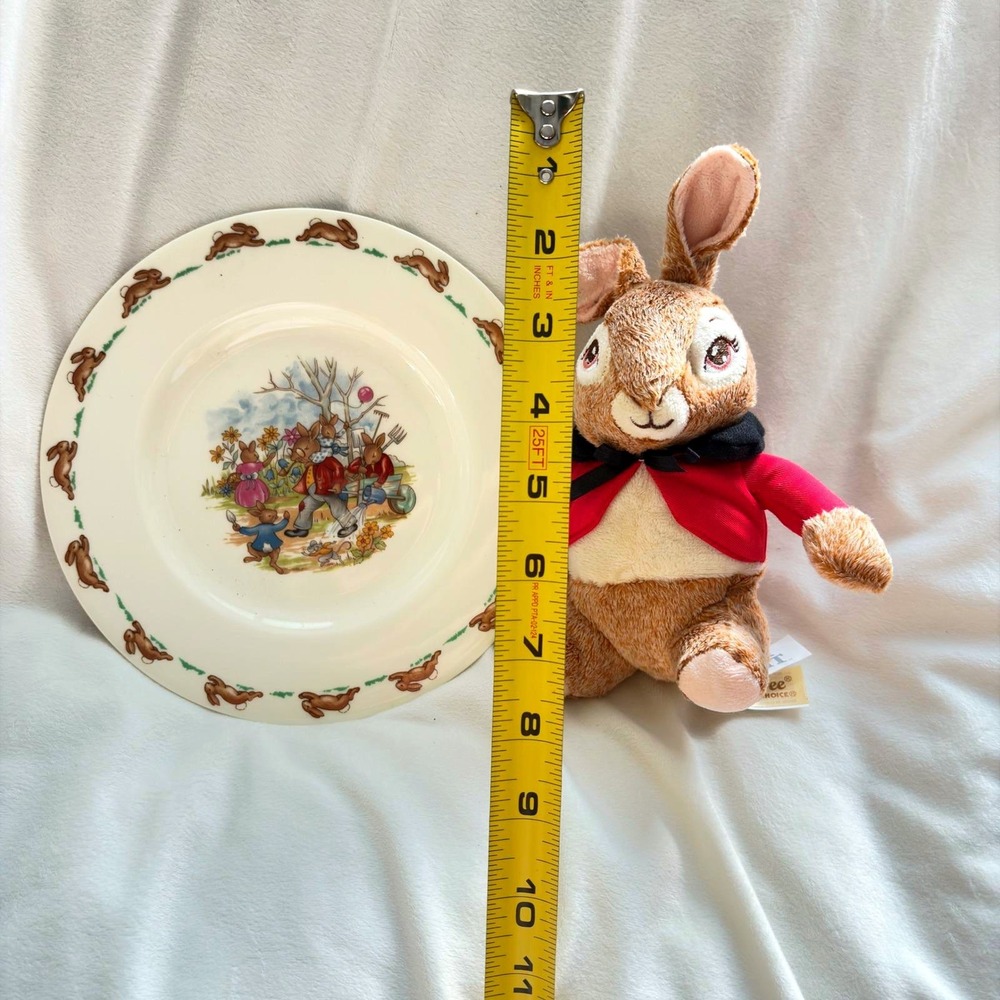 Peter Rabbit Plush & Royal Doulton Bunnykins PlateLot Nursery Gift Easter Rabbit - Picture 9 of 9